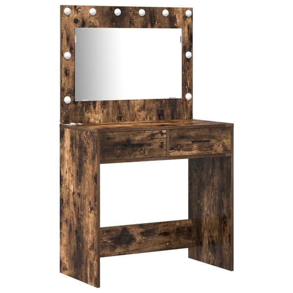vidaXL Set med 2 Rökt ek Trä 40 x 40.7 x 135 cm Förvaring Högskåp