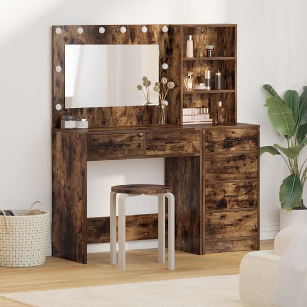 vidaXL Set med 2 Rökt ek Trä 40 x 40.7 x 135 cm Förvaring Högskåp