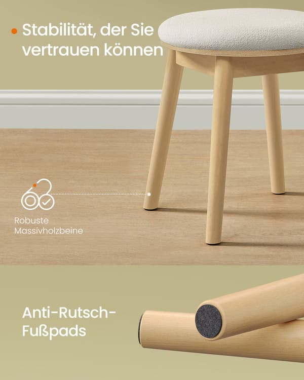 Sminkepuf, Bohoven, 37x37x43 cm, Creme Hvid-Eg Beige.