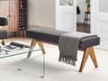 Miniatyrbilde 2 av 10: Benk Svart Mørkebrun Bouclé Tre 118 x 46 x 48 cm Moderne design Sittebenk Entré Soverom