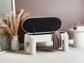 Miniatyrbilde 4 av 11: Oppbevaringsbenk for Soverom Off-White Polyester Boucle Polstring Moderne Design Solid Farge Stue Møbler