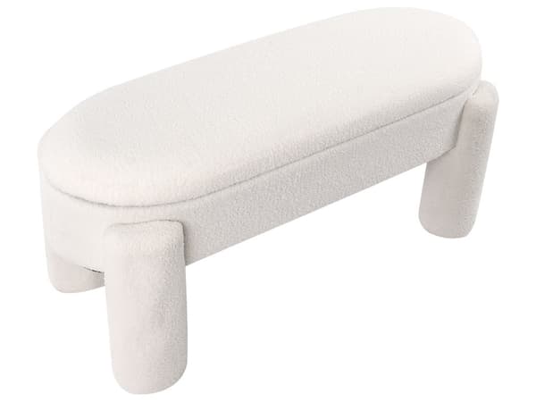 Oppbevaringsbenk for Soverom Off-White Polyester Boucle Polstring Moderne Design Solid Farge Stue Møbler