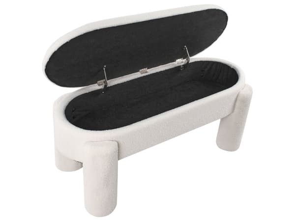 Oppbevaringsbenk for Soverom Off-White Polyester Boucle Polstring Moderne Design Solid Farge Stue Møbler