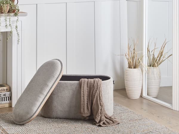 Oppbevaringsbenk for Soverom Grå Chenille Polyester Polstring Moderne Design Solid Farge Stue Møbler