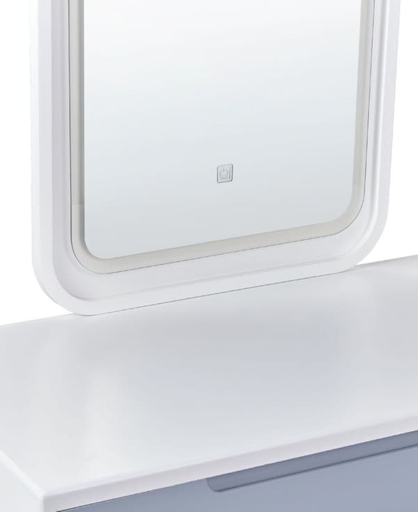 Toiletbord med 2 skuffer, spejl og LED-skammel, hvidgrå DIEPPE Lumarko!