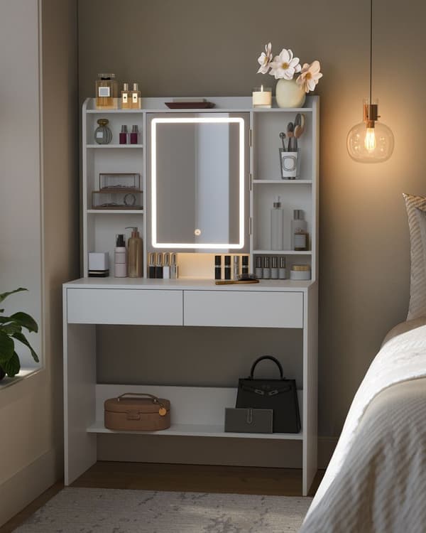 LED-sminkebord, 3 farver med justerbar lysstyrke