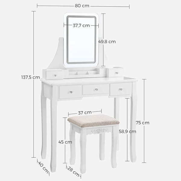 Toiletbord med LED-belysning i 3 farver, Toiletbord med LED-belysning i 3 farver