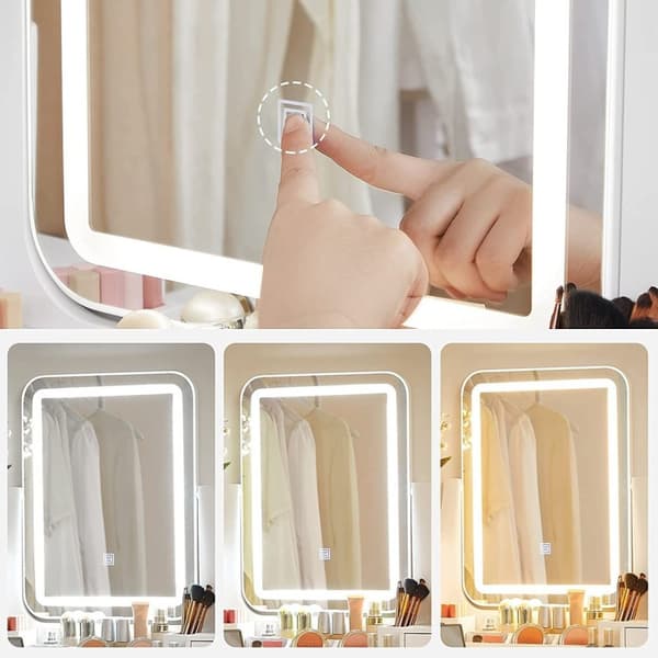 Toiletbord med LED-belysning i 3 farver, Toiletbord med LED-belysning i 3 farver