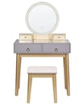Miniatyrbillede 3 af 10: Toiletbord med spejl og skammel FEDRY LED Grå Lumarko!