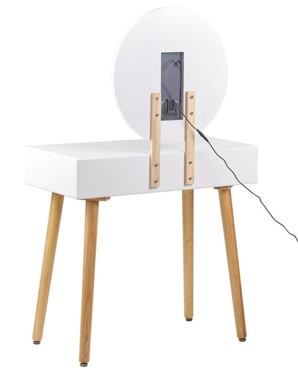 Toiletbord med spejl og skammel JOSSELIN LED Hvid Lumarko!