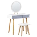 Miniatyrbillede 1 af 10: Toiletbord med spejl og skammel JOSSELIN LED Hvid Lumarko!