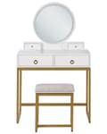 Miniatyrbillede 3 af 10: Toiletbord med spejl og skammel AUXON LED Hvid Lumarko!