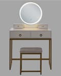 Miniatyrbillede 4 af 10: Toiletbord med spejl og skammel AUXON LED Hvid Lumarko!