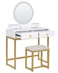 Miniatyrbillede 5 af 10: Toiletbord med spejl og skammel AUXON LED Hvid Lumarko!