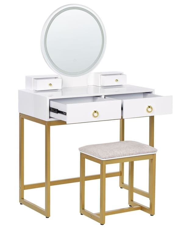 Toiletbord med spejl og skammel AUXON LED Hvid Lumarko!