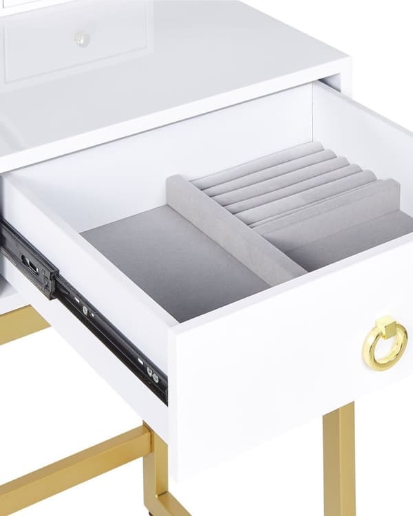 Toiletbord med spejl og skammel AUXON LED Hvid Lumarko!
