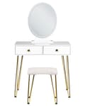 Miniatyrbillede 3 af 10: Toiletbord med spejl og skammel CAEN LED Hvid Lumarko!
