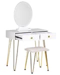 Miniatyrbillede 5 af 10: Toiletbord med spejl og skammel CAEN LED Hvid Lumarko!