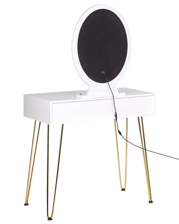 Toiletbord med spejl og skammel CAEN LED Hvid Lumarko!