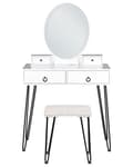Miniatyrbillede 3 af 10: Toiletbord med spejl og skammel SOYE LED Hvid Lumarko!
