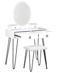 Miniatyrbillede 5 af 10: Toiletbord med spejl og skammel SOYE LED Hvid Lumarko!