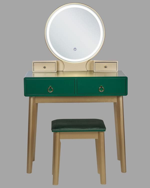 Toiletbord med spejl og skammel FEDRY LED Emerald Lumarko!