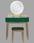 Miniatyrbillede 4 af 10: Toiletbord med spejl og skammel FEDRY LED Emerald Lumarko!