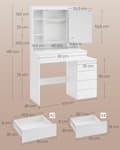 Miniatyrbillede 5 af 7: Toiletbord med LED-belysning, justerbar lysstyrke, toiletbord med spejl, toiletbord med skuffer, åbne rum, justerbare hylder
