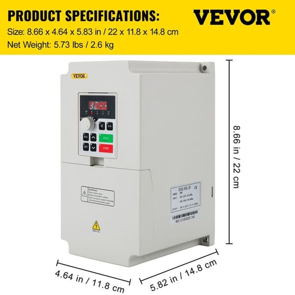 Variabel Frekvensomformer 2,2/3/4/7,5KW - Sinusbølge PWN, Digitalt Display & Lydløs Drift, Højt Drejningsmoment 4KW 5.5HP 220V