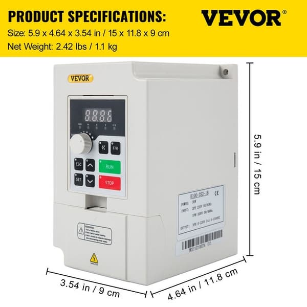 Muuttuva taajuusohjain 2,2/3/4/7,5 kW - Siniaalto PWN, digitaalinen näyttö ja hiljainen käyttö, suuri voiman hetki