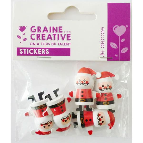 Dekoration Mini Jultomte 3D 3 cm 5 stycken
