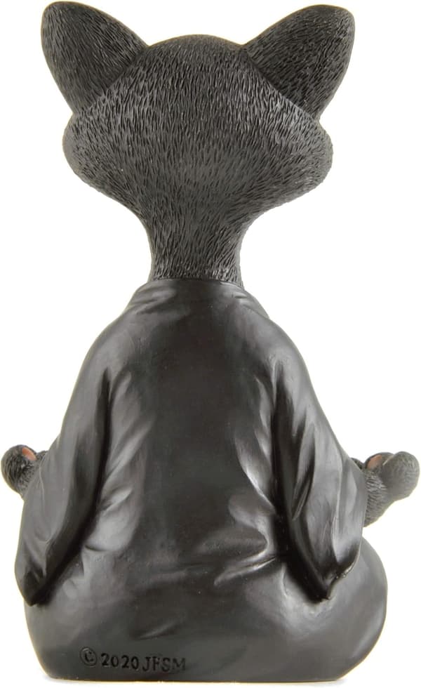 Fantastisk svart katt Buddha-figur för meditation, yogadekor, presenter till kattälskare, yogapresenter, meditationspresenter