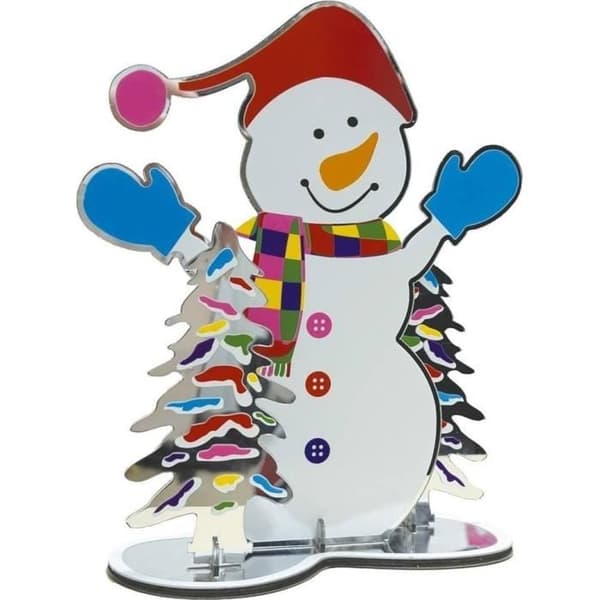 P'TIT Clown re22355, Centerpiece spegel effekt Granar och Färgglad Snögubbe
