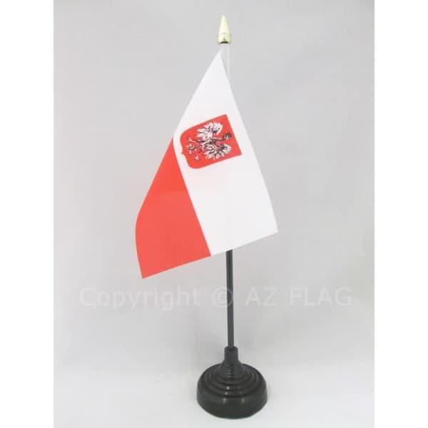 Polen Bordsflagga med örn 15x10cm - polsk guldspets
