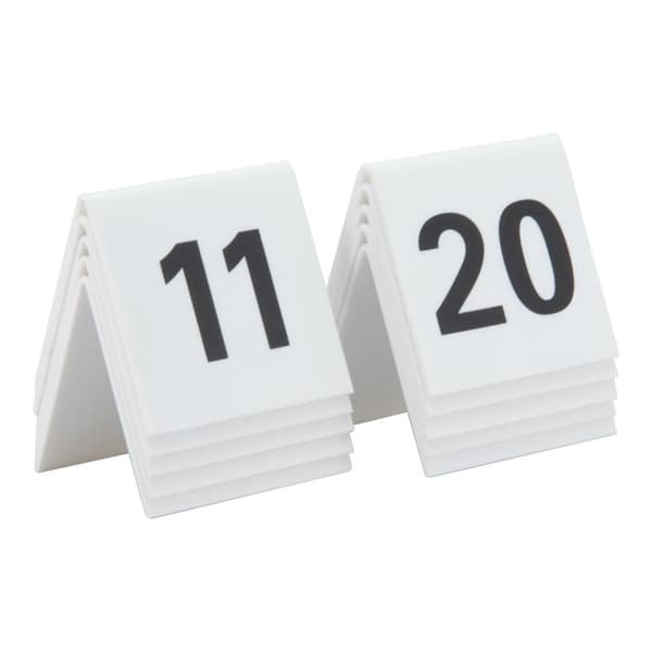 10 numrerade vita PVC bordsstaflier - TN-11-20 11-20 Vit