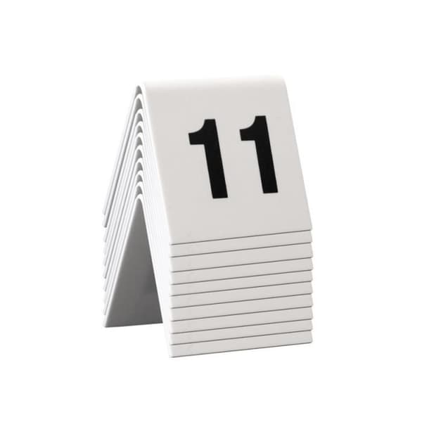 10 numrerade vita PVC bordsstaflier - TN-11-20 11-20 Vit