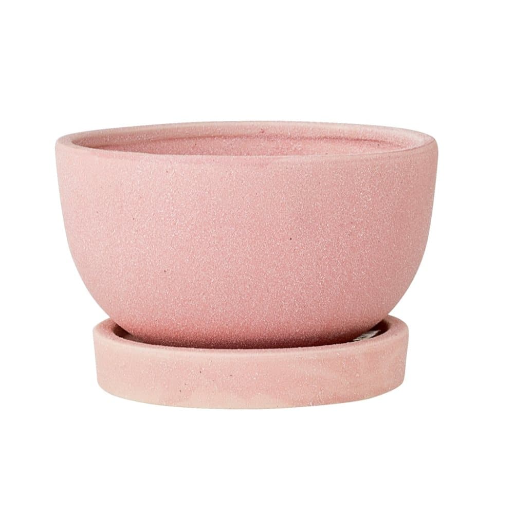Krukke med Fad Lyserød Stentøj 16x10,5 cm