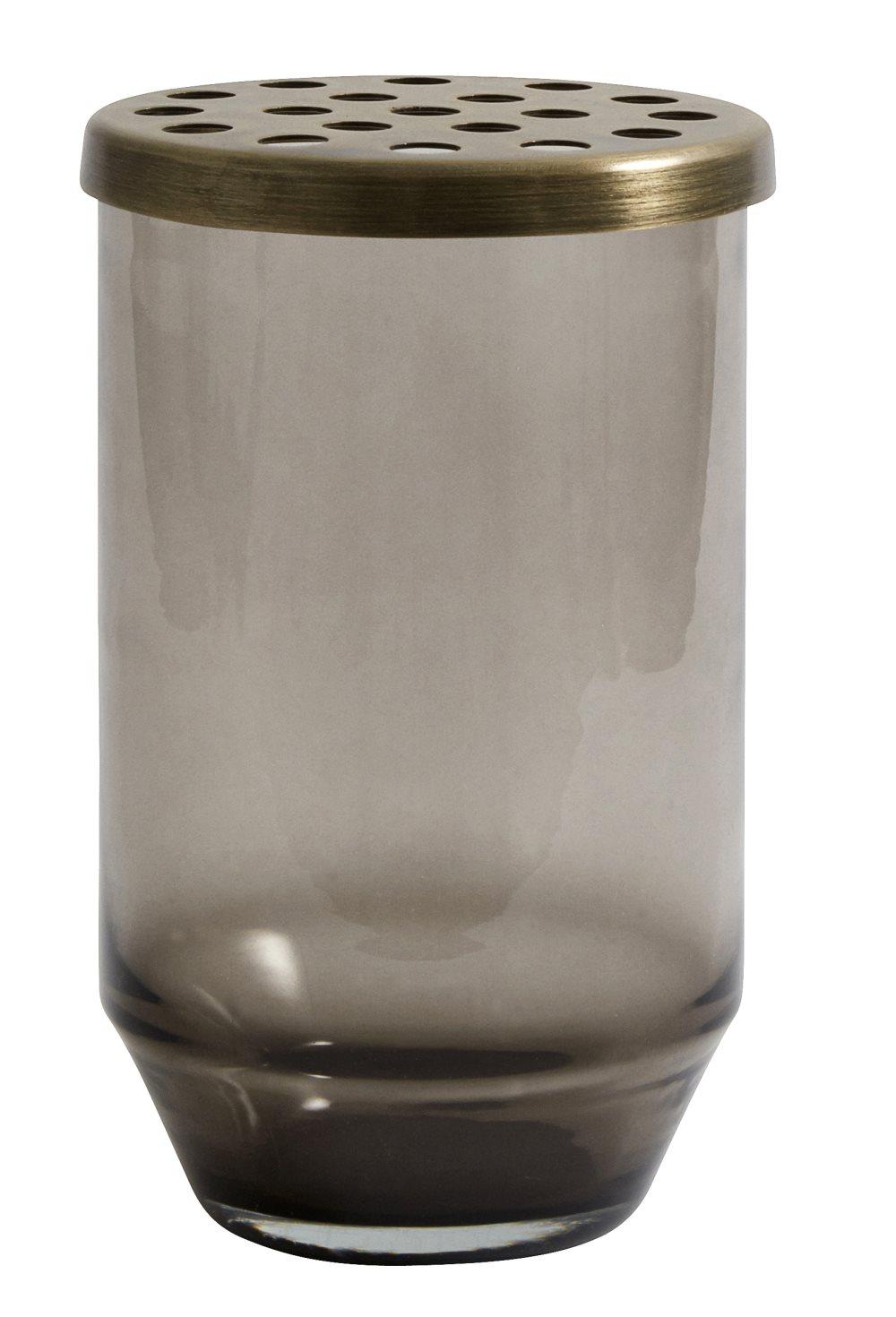 Lasivaasi metallikansi 15 cm - Harmaa