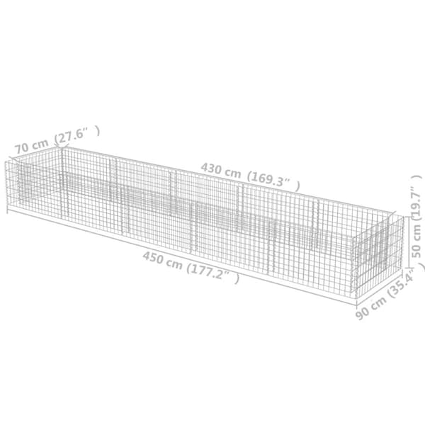 vidaXL Gabion høybed galvanisert stål 450x90x50 cm