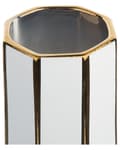 Pikkukuva 4 / 5: Maljakko valkoinen ⌀ 12 x 40 cm keraaminen kukille kulta raidat moderni glamour