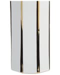Pikkukuva 5 / 5: Maljakko valkoinen ⌀ 12 x 40 cm keraaminen kukille kulta raidat moderni glamour