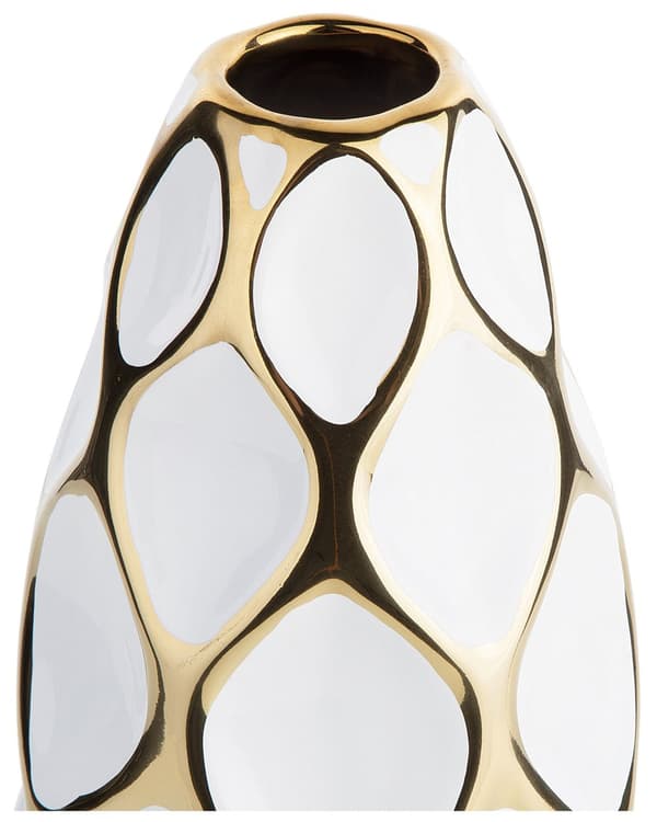 Blomsterbordsvase Hvid med Guld Keramik 36 cm Geometrisk Moderne Stil