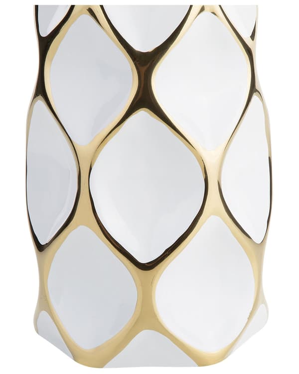 Blomsterbordsvase Hvid med Guld Keramik 36 cm Geometrisk Moderne Stil