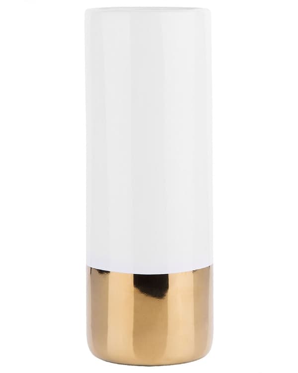 Blomsvas Vit med Guld Stengods 36 cm Elegant Design Dekorativ