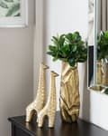 Miniatyrbillede 4 af 7: Dekorativ Vase Guld Stentøj 37 cm Udskåret Overflade Uregelmæssig Form Moderne Design perfekt til spiseborde kommode og vindueskarm