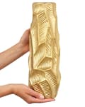 Miniatyrbillede 5 af 7: Dekorativ Vase Guld Stentøj 37 cm Udskåret Overflade Uregelmæssig Form Moderne Design perfekt til spiseborde kommode og vindueskarm