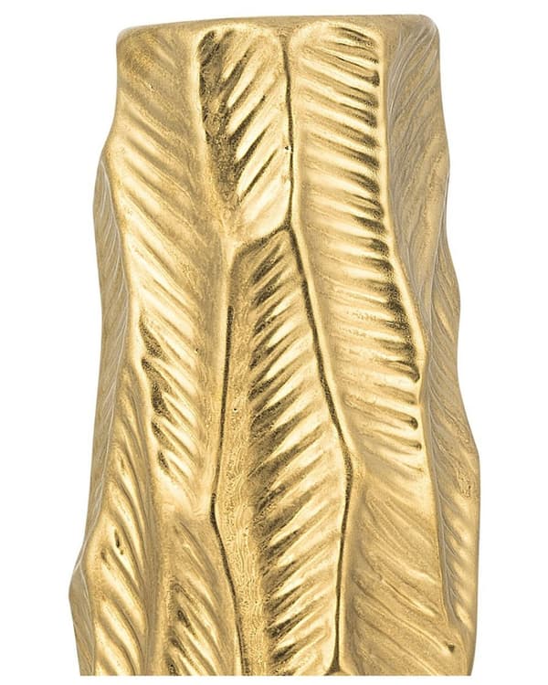 Dekorativ Vase Guld Stentøj 37 cm Udskåret Overflade Uregelmæssig Form Moderne Design perfekt til spiseborde kommode og vindueskarm