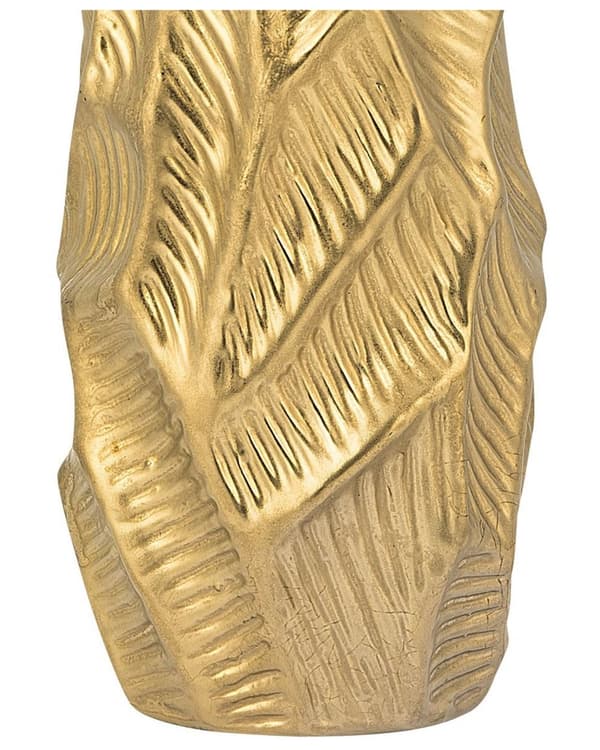 Dekorativ Vase Guld Stentøj 37 cm Udskåret Overflade Uregelmæssig Form Moderne Design perfekt til spiseborde kommode og vindueskarm