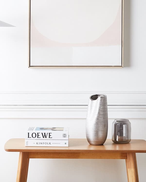 Vase Sølv Stentøj 32 cm Dekorativ Lille Flot Moderne Blomstervase Glam til Stue Soveværelse Indretning Tilbehør af Høj Kvalitet Design