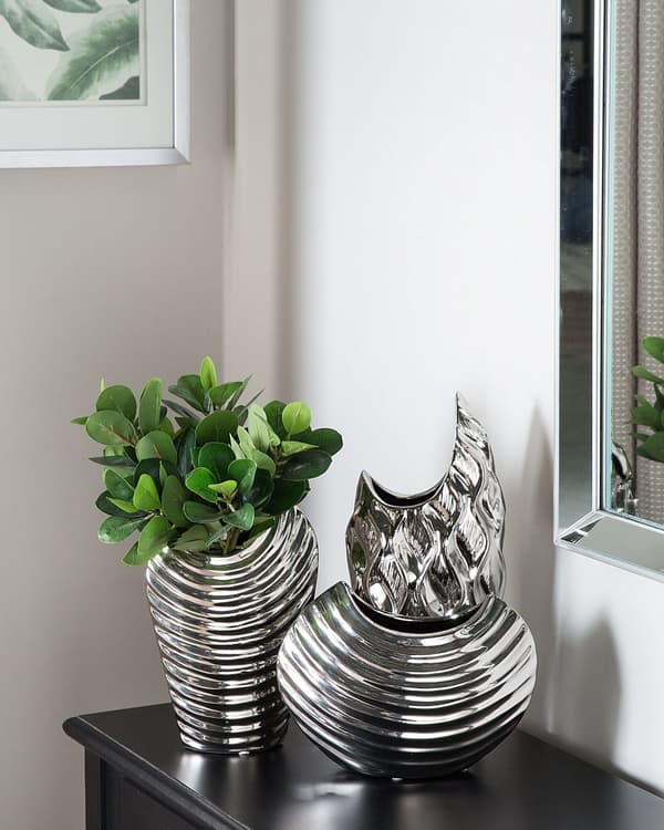 Koristemaljakko hopea kivitavara 20 x 10 x 26 cm kaiverrettu moderni glamour